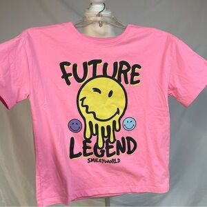 Old Navy Pink Smiley Future Legend Tee Girls Size Large 10-12 Bright Colors